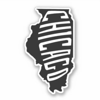 Sticker Chicago, Illinois State Outline - America Travel