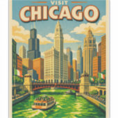Sticker Chicago River Saint Patricks day postcard (Devant)