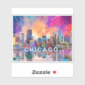 Sticker Chicago Skyline Abstrait Art (Feuille)