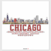 Sticker Chicago Skyline. Area Names and Coordinates (Feuille)