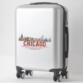 Sticker Chicago Skyline. Area Names and Coordinates (Sur valise)