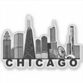 Sticker Chicago Skyline Silhouette (Devant)