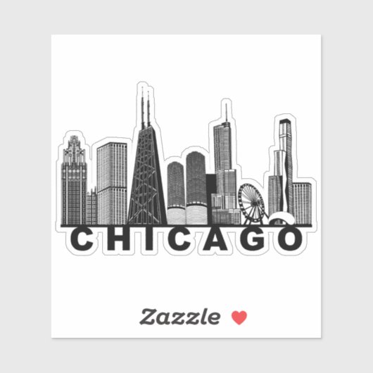 Sticker Chicago Skyline Silhouette (Feuille)