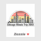 Sticker Chicago Sunset Customized Trip Souvenir Laptop (Feuille)