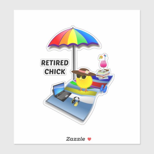 Sticker Chick retraité, mignon et sassant (Feuille)