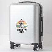 Sticker Chicken Dad Vintage Sunset Funny Chicken Lover Shi (Sur valise)