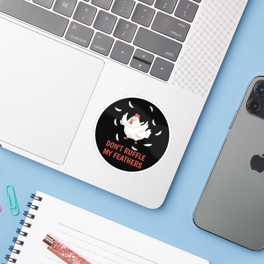 Sticker Chicken Feathers (Ordinateur portable avec iPhone)
