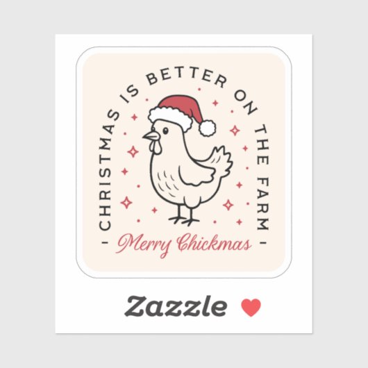 Sticker Chicken Merry Christmas funny farm red aesthetic (Feuille)