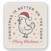 Sticker Chicken Merry Christmas funny farm red aesthetic (Devant)