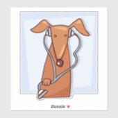 Sticker Chien à écouter de la musique drôle casque Pup (Feuille)