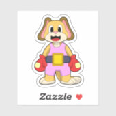Sticker Chien à la boxe avec gants de boxe (Feuille)