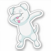 Sticker Chien à la danse hip hop dab (Devant)