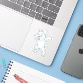 Sticker Chien à la danse hip hop dab (Ordinateur portable avec iPhone)