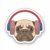 Sticker Chien à la musique avec casque (Recto)