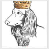 Sticker Chien à poils longs portant la couronne (Feuille)