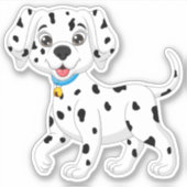 Sticker Chien à pompier noir blanc mou Dalmatien (Devant)