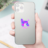 Sticker Chien Afghan Hound Rose Chaud & Bleu (Téléphone)