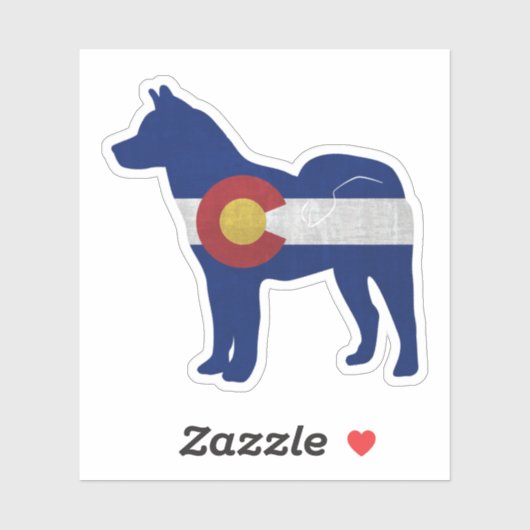 Sticker Chien Akita race Silhouette Colorado Drapeau (Feuille)