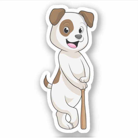 Sticker Chien au baseball avec batte de baseball (Devant)