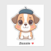 Sticker Chien au beret (Feuille)