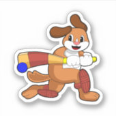 Sticker Chien au cricket avec batte de cricket (Devant)