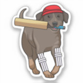 Sticker Chien au cricket avec batte de cricket (Recto)