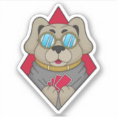 Sticker Chien au Poker avec cartes de Poker (Devant)