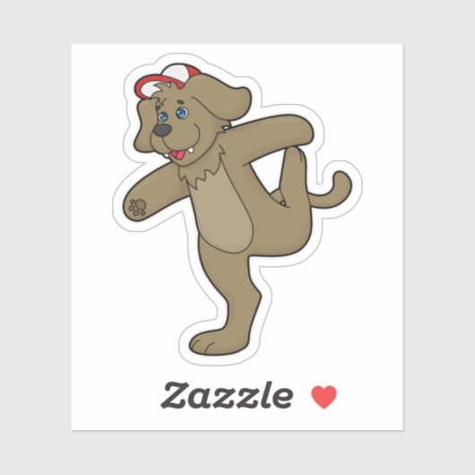 Sticker Chien au Yoga Fitness (Feuille)