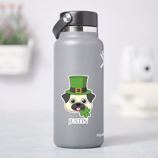Sticker Chien avec Casquette et Shamrock St Patrick's | Pe (HydroFlask)