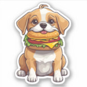 Sticker Chien avec Cheeseburger Chew imperméable (Devant)