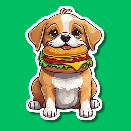 Sticker Chien avec Cheeseburger Chew imperméable