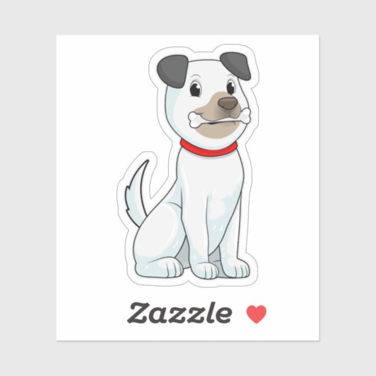 Sticker Chien avec os (Feuille)
