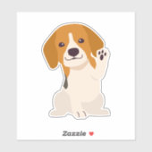 Sticker Chien Beagle blanc rose élégant (Feuille)