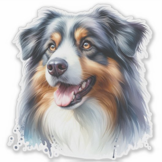 Sticker Chien berger australien de trois couleurs (Devant)