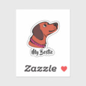 Sticker chien Brown mignon | "My Bestie" manuscrit (Feuille)