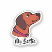 Sticker chien Brown mignon | "My Bestie" manuscrit (Recto)