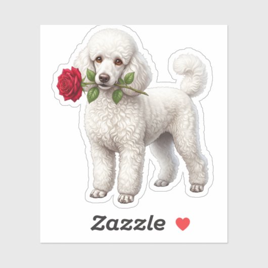 Sticker Chien Caniche Mignon (Feuille)