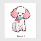 Sticker Chien Caniche Super Mignon   (Feuille)