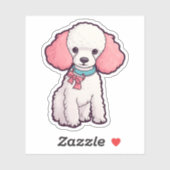 Sticker Chien Caniche Super Mignon (Feuille)