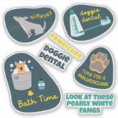 Sticker Chien Care Design Retro Navy Lemon set (Devant)