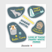 Sticker Chien Care Design Retro Navy Lemon set (Feuille)