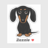 Sticker Chien caricature mignon noir et tan Dachshund (Feuille)