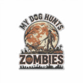 Sticker Chien chasse les zombies conception vectorielle vi (Devant)