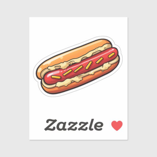 Sticker Chien chaud de dessin animé (Feuille)