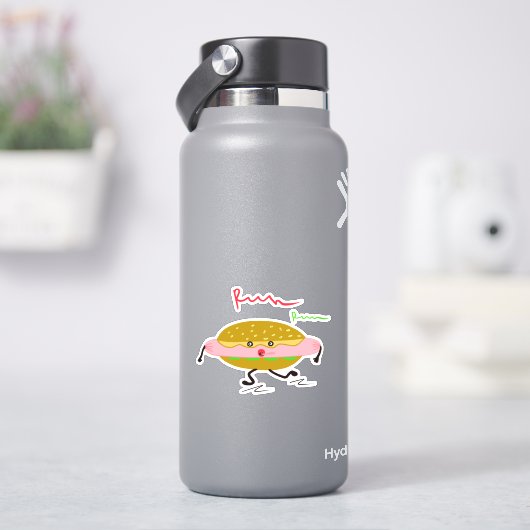Sticker Chien chaud drôle en cours d'exécution avec texte  (HydroFlask)