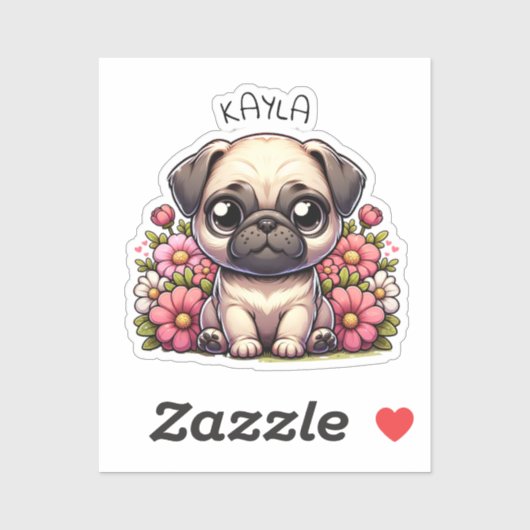 Sticker Chien Chien Chien Chien Chien Chien Carlin Personn (Feuille)