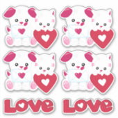 Sticker Chien Chien Chien Kitty Chat Aimer Valentine Enfan (Devant)