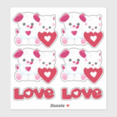 Sticker Chien Chien Chien Kitty Chat Aimer Valentine Enfan (Feuille)