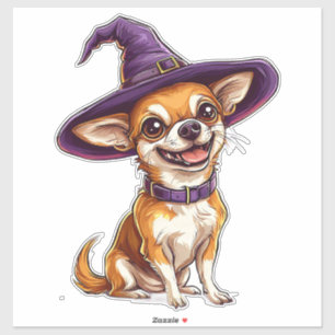 Sticker Chien Chihuahua portant un chapeau de magicien vio