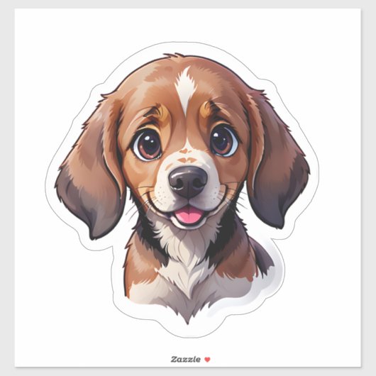 Sticker Chien chiot Beagle mignon (Feuille)